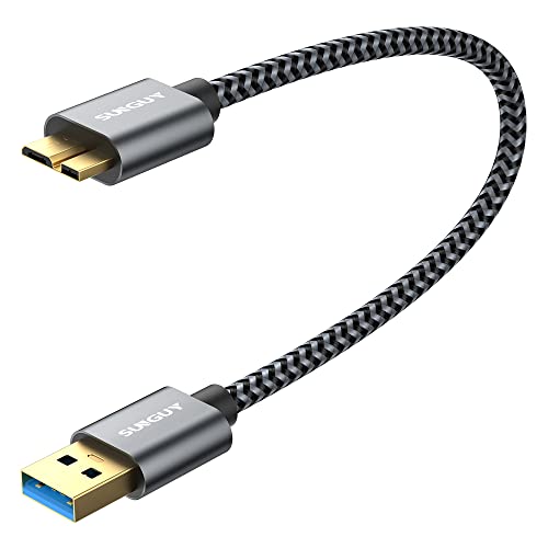 SUNGUY USB 3.0 Micro B Kabel, 0.3M USB A auf Micro B Stecker Festplattenkabel für Seagate,Toshiba Canvio,Western Digital(WD),My Passport und Elements,Galaxy S5,Note 3-Grau von SUNGUY