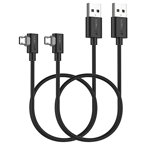 SUNGUY Micro USB Kabel 90 Winkel 0.5m, 2 Stück 18W USB auf Micro USB Ladekabel USB 2.0 Datenübertragung Kompatibel mit Galaxy S7 Edge S6 S5, Moto E6 5 4, Xperia Z5, Kindle Fire, LG von SUNGUY