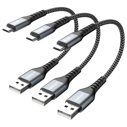 SUNGUY Micro USB-Kabel kurz [15 cm *3] USB 2.0 18W Mikro Schnelles Laden und Datenkabel für Samsung, Huawei, Xiaomi, Kindle, Power Bank, Headset -Grey von SUNGUY