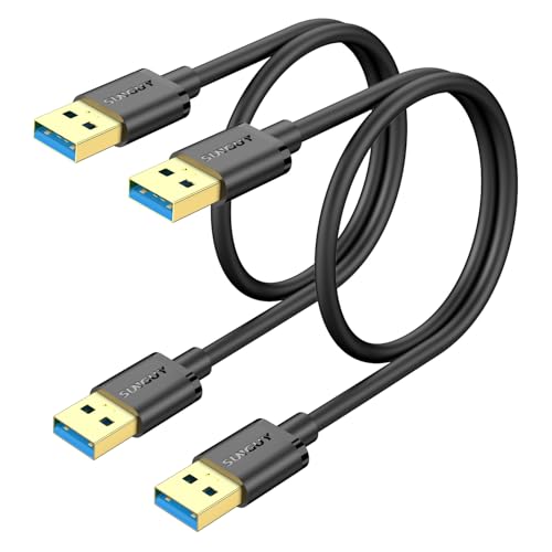 SUNGUY USB 3.0 Kabel, 2 Stück 0.5M USB A auf USB A Kabel, Übertragungsraten bis zu 5Gbit/s, Typ A Stecker zu Typ A Stecker Kable Kompatibel mit Drucker, Modems, Festplatten, Monitor, Kamera von SUNGUY
