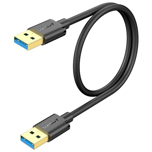 SUNGUY USB 3.0 Kabel Kurz, 0.5M USB A Stecker auf A Stecker Kabel, Übertragungsraten bis zu 5Gbit/s, Typ A zu Typ A Kable Kompatibel mit Drucker, Modems, Festplatten von SUNGUY
