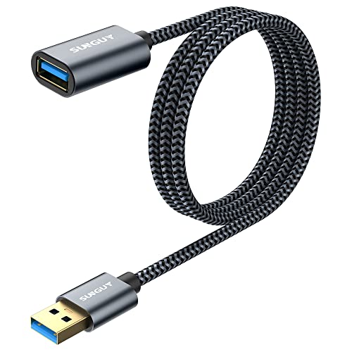 SUNGUY USB 3.0 Verlängerung Kabel 1M Verlängerungskabel 5Gbps Superschnelle Kurz USB A Stecker auf A Buchse Verlängerung für Kartenlesegerät,Tastatur, Drucker, Scanner, Kamera usw von SUNGUY