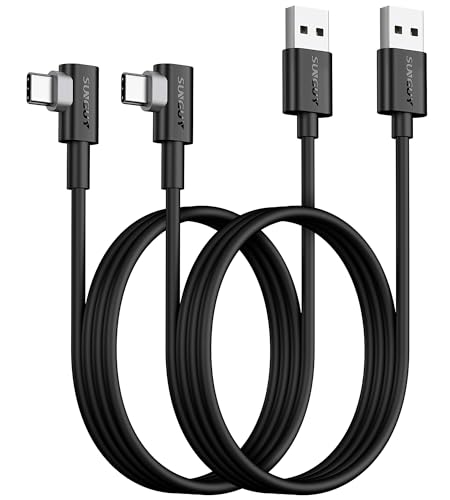 SUNGUY USB C 90 Grad Kabel, [2Stück 1m] 3A USB 2.0 Typ C Schnellladeund Synchronisierungskabel Kompatibel mit Galaxy S20 S10 S9 S8 Plus S10E, A10e A20 A50 A51 A71, Note 20 10, Moto G7 G8 von SUNGUY
