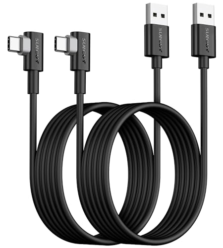 SUNGUY USB C 90 Grad Kabel, [2Stück 2m] 3A USB 2.0 Typ C Schnellladeund Synchronisierungskabel Kompatibel mit Galaxy S20 S10 S9 S8 Plus S10E, A10e A20 A50 A51 A71, Note 20 10, Moto G7 G8 von SUNGUY