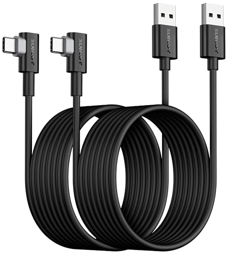 SUNGUY USB C 90 Grad Kabel, [2Stück 3 m] USB 2.0 Typ C Schnellladeund Synchronisierungskabel Kompatibel mit Galaxy S20 S10 S9 S8 Plus S10E, A10e A20 A50 A51 A71, Note 20 10, Moto G7 G8 von SUNGUY