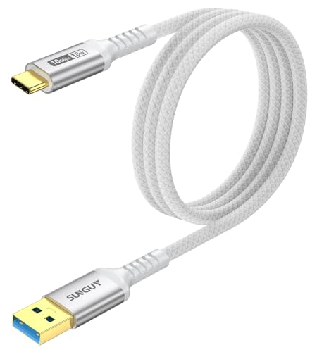 SUNGUY USB C Kabel, 1m USB auf USB C Kabel, 10Gbps USB C Ladekabel und Datenkabel Kompatibel mit iPhone 16/15 Pro Max, Android Auto,Galaxy S24/S23, Google Pixel 8/8 Pro, MacBook Pro,SSD-Weiß von SUNGUY