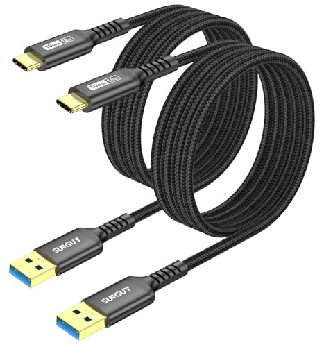 SUNGUY USB C Kabel, [2 Stück 1,5 m] USB C auf USB 10Gbps Typ C Kabel und Nylon geflochtenes Datenkabel kompatibel mit iPhone 16/15 Pro Max, Galaxy S24 S23, Android Auto-Schwarz von SUNGUY