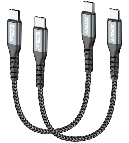 SUNGUY USB C Kabel, 2 Stück 30CM USB C auf USB C Kabel, 60W Schnellladekabel USB C Ladekabel für iPhone 16 15 Pro/Pro Max/Plus, Galaxy S24 S23, MacBook Air, Google Pixel 8/8 Pro, LG G7 / V30 von SUNGUY