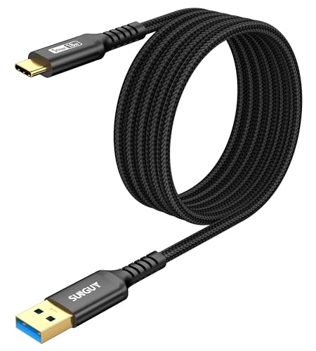 SUNGUY USB C Kabel, 3M USB 3.0 Kabel USB A auf C 5Gbps Datenkabel Nylon geflochtenes Typ C Kabel kompatibel mit iPhone 15/15 Pro Max, Galaxy S23 S22, Android Auto, Pixel, SSD-Schwarz von SUNGUY
