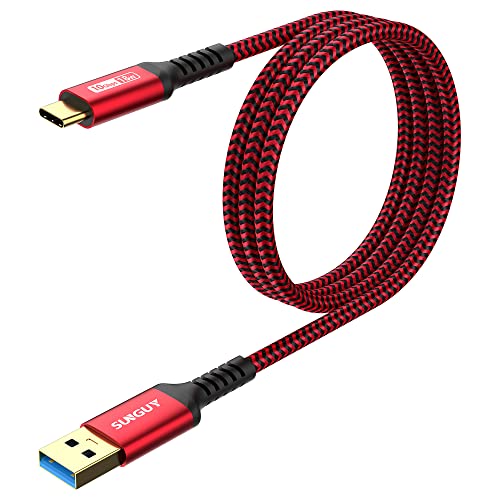 SUNGUY USB C Kabel 1M, USB 3.1 Gen 2 auf C Kabel, 10Gbps USB C Datenkabel and Ladekabel Kompatibel mit Android Auto, iPhone 16/15 Pro Max Plus, Note 20 ultra/ S23 ultra, Redmi,Pixel 7 pro-Rot von SUNGUY