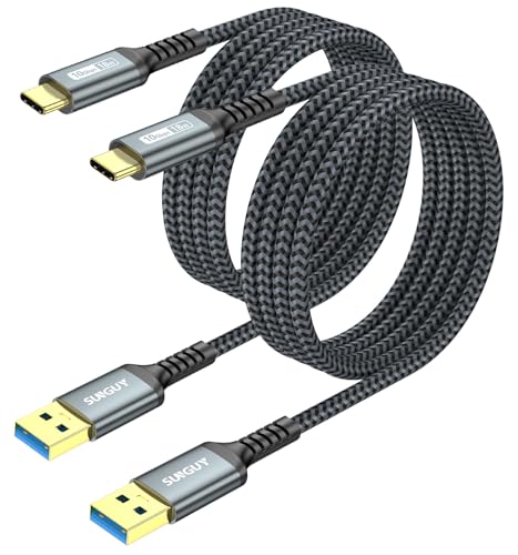 SUNGUY USB C Kabel, [2 Stück 1,5 m] USB C auf USB 10Gbps Typ C Kabel und Nylon geflochtenes Datenkabel USB C kompatibel mit iPhone 16/15 Pro Max, Galaxy S24 S23, Android Auto von SUNGUY
