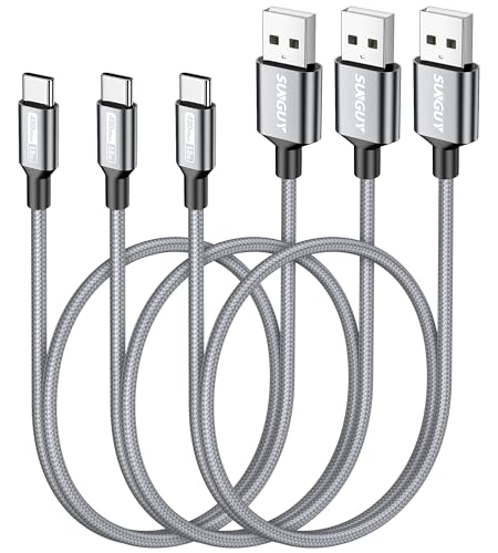 SUNGUY USB C Kabel [3 Stück 0,5m] USB C Ladekabel und Typ C Datenkabel für iPhone 16/15 Pro Max, Galaxy S24 S23 S22 S21 S20 Note10 von SUNGUY