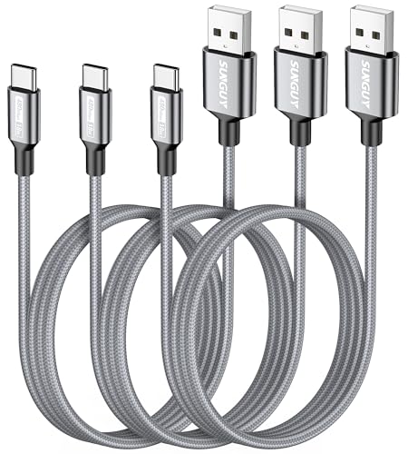 SUNGUY USB C Kabel [3 Stück 1m] USB C Ladekabel und Typ C Datenkabel für iPhone 16/15 Pro Max, Galaxy S24 S23 S22 S21 S20 Note10 von SUNGUY
