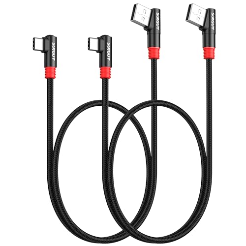 SUNGUY USB C Kabel 90 Grad, [0.6m 2 Stück] 3A USB auf USB C Kabel USB 2.0 Datenübertragung Kabel Nylon für iPhone 16 15 Pro/Pro Max/Plus, Galaxy S24/S23, iPad Pro 2022 von SUNGUY