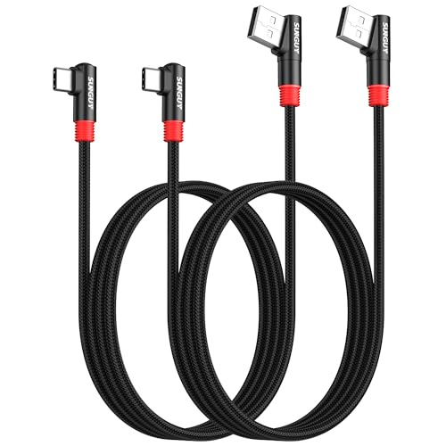 SUNGUY USB C Kabel 90 Grad, [1m 2 Stück] 3A USB auf USB C Kabel USB 2.0 Datenübertragung Kabel Nylon für iPhone 16 15 Pro/Pro Max/Plus, Galaxy S24/S23, iPad Pro 2022 von SUNGUY