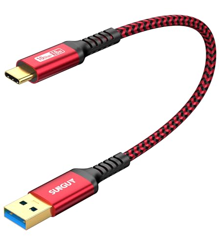 SUNGUY USB C Kabel Kurz, 30cm USB 3.1 aud USB C Ladekabel, 10Gbps USB C Datenkabel Kompatibel mit Android Auto, iPhone 16/15 Plus Pro Max, HUAWEI P30, XIAOMI,Google Pixel 6-Rot von SUNGUY
