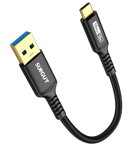 SUNGUY USB C Kabel Kurz 15cm, USB auf USB C Ladekabel und 10Gbps USB C Datenkabel für iPhone 15/15 Pro,Android Auto,Samsung Galaxy S22/S21/S20/Note10-Schwarz von SUNGUY