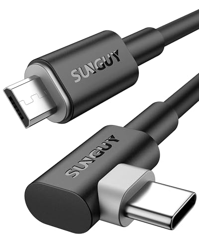 SUNGUY USB C Micro USB OTG Kabel, 90 Grad abgewinkelt, Typ C auf USB Micro Android Ladekabel, kompatibel mit MacBook Pro/Air, Galaxy S21/S20/S10, Pixel 5/4/3, Kindle von SUNGUY