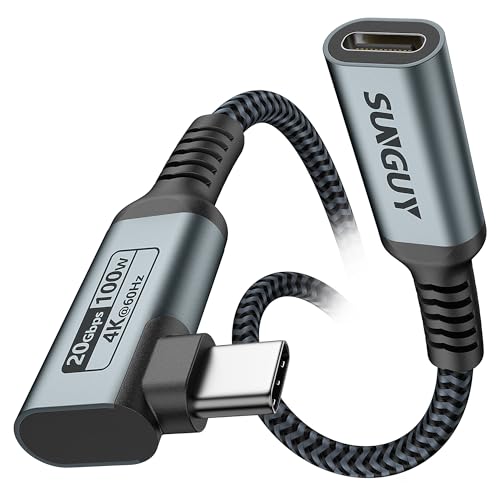 SUNGUY USB C Verlängerung, 0.5M 20Gbps 100W USB 3.2 GEN 2 USB C Verlängerungskabel 90 Grad, 4K@60Hz Videoübertragung, Kompatibel mit MacBook M1 M2, iPad Pro 2021/2020,PSVR2, Hub-Grau SUNGUY USB C Verlängerung, 0.5M 20Gbps 100W USB 3.2 GEN 2 USB C Verlängerungskabel 90 Grad, 4K@60Hz Videoübertragung, Kompatibel mit MacBook M1 M2, iPad Pro 2021/2020,PSVR2, Hub-Grau von SUNGUY