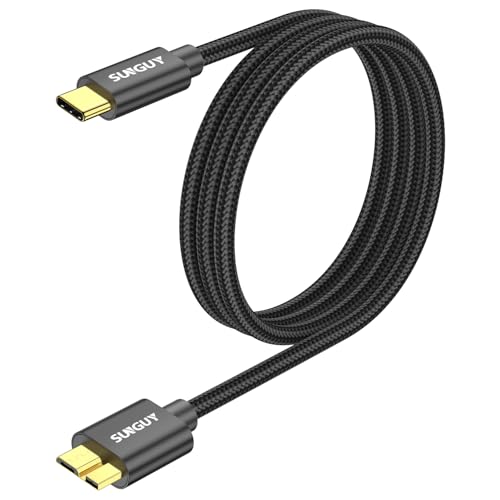 SUNGUY USB C auf Micro B Kabel, 1M 10Gbps USB 3.1 USB C Festplattenkabel, USB C Kabel für Externe Festplatte,SSD,Seagate Expansion,WD Elements, Toshiba, Galaxy S5/ Note 3, HDD-Schwarz von SUNGUY
