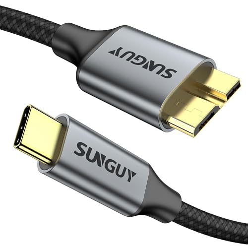 SUNGUY USB C auf Micro B Kabel 0.5m, Typ C 3.0 zu Micro USB Festplattenkabel USB C Stecker auf Micro B Stecker Kompatibel mit der externen Festplatte Toshiba/Seagate/WD, MacBook, Galaxy S5 Note 3 von SUNGUY
