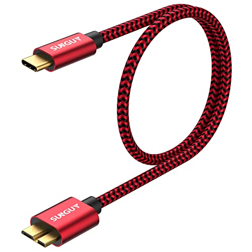 SUNGUY USB C auf Micro B Kabel USB 3.1, 0.5M 10Gbps USB C Stecker auf Micro B Stecker Festplattenkabel kompatibel mit Toshiba, Seagate, WD,Galaxy S5 Note 3,HDD usw-Rot von SUNGUY