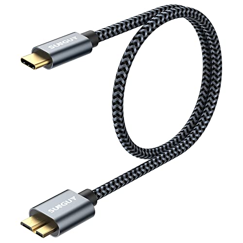 SUNGUY USB C auf Micro B Kabel USB 3.1, 2 Stück 0.5M 10Gbps USB C Stecker auf Micro B Stecker Festplattenkabel kompatibel mit Toshiba, Seagate, WD,Galaxy S5 Note 3,HDD usw-Grau von SUNGUY