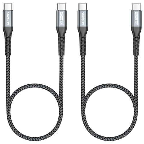 SUNGUY USB C auf USB C Kabel Kurz 2 X 0.5M 60W Schnellladekabel Type C zu Type C Ladekabel kompatibel mit iPhone 16/15 Pro Max,MacBook Pro, iPad Pro 2020, MacBook Air, Galaxy S24, Huawei P30 von SUNGUY