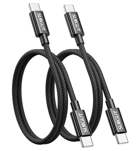 SUNGUY USB C auf USB C Kabel, 2Stück 0.5M 60W USB C Kabel, Schnellladekabel USB C Kompatibel mit iPhone 16/15 Pro Max, Galaxy S23, iPad Pro, Google Pixel-Schwarz von SUNGUY