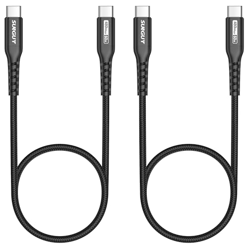 SUNGUY USB C auf USB C Kabel 2 X 0.5M 60W USB C Schnellladekabel kompatibel mit iPhone 16/15 Pro Max, MacBook Pro, iPad Pro 2020, MacBook Air, Galaxy S24-Schwarz von SUNGUY