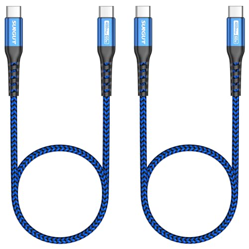 SUNGUY USB C auf USB C Kabel 2Pack 0.5M PD60W Typ C Ladekabe für Galaxy S23 S21 Ultra S9, Huawei P30 P20, Pixel 7 Pro,Pad Air 5/Mini 6 usw-Blau von SUNGUY