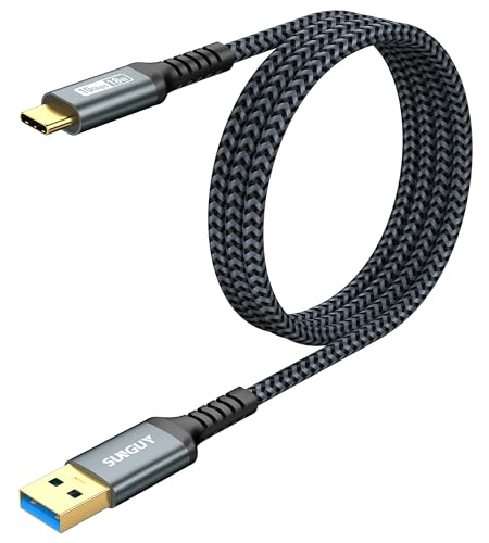 SUNGUY USB Typ C auf USB 3.1 Gen 2 Kabel, 1M 10 Gbps Daten und 3A Schnellladekabel Kompatibel mit Samsung Galaxy S22 S20, SDD, Android Auto -Grau von SUNGUY