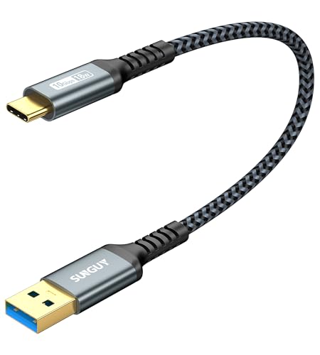 SUNGUY USB C Kabel, 30CM USB Typ C auf USB 3.1 Gen 2 Kabel, 10Gbps Datenkabel und Ladekabel Kompatibel mit iPhone 15/15 Pro Max,Galaxy S21, Google Pixel, Android Auto,Huawei P40/P30-Grau von SUNGUY
