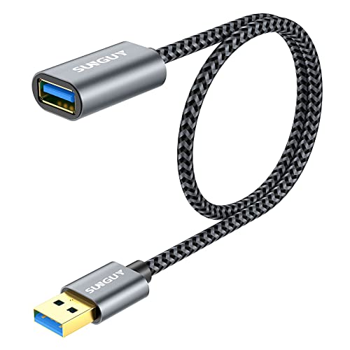 SUNGUY USB Verlängerung Kabel, 0.5M USB 3.0 Verlängerungskabel 5Gbps Superschnelle, Kurz USB A Stecker auf A Buchse Verlängerung für Kartenlesegerät,Tastatur, Drucker, Scanner, Kamera usw - Grau von SUNGUY
