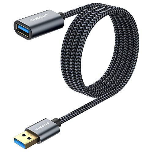 SUNGUY USB Verlängerung Kabel, 1.5M USB 3.0 Verlängerungskabel 5Gbps Superschnelle, Kurz USB A Stecker auf A Buchse Verlängerung für Kartenlesegerät,Tastatur, Drucker, Scanner, Kamera usw - Grau von SUNGUY