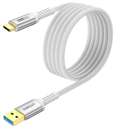 SUNGUY USB auf USB C Kabel, 2M 5Gbps USB C Ladekabel und Datenkabel kompatibel mit iPhone 16/15 Pro Max Plus, Galaxy S24 S23 Note 20, Google Pixel, Android Auto, Redmi-Weiß von SUNGUY