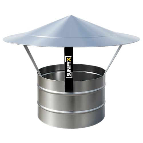 100mm SUNIFY Edelstahl Schornsteinhaube Kaminabdeckung Regenhaube INOX 304 Schornstein Schornsteinabdeckung Abdeckhaube Rauchrohr Kaminaufsatz Schornsteinaufsatz Kaminhaube Kaminh Regenschutz von SUNIFY