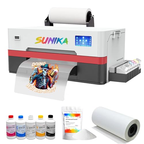 SUNIKA A3 DTF-Drucker, direkt auf Film, 33 cm DTF-Transferdruck mit XP600-Druckkopf und weißer Tintenzirkulation, halbautomatisches Reinigungsmodul für selbstgemachte Druck-T-Shirts (Drucker) von SUNIKA