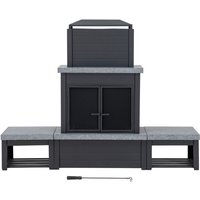 Stahl Holzkamin vulture - 194 x 51 x 148 cm, schwarz Stahl Holzkamin vulture - 194 x 51 x 148 cm, schwarz von SUNJOY