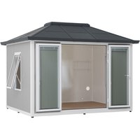 Aluminium/Stahl Gartenhaus riga in Grau - 386cm x 302cm von SUNJOY