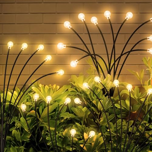 Firefly Solarlampen für Außen Garten, 2 Stück 10 LED Glühwürmchen Solarleuchten, IP65 Wasserdicht Swinging Garten Lichter, Außen Beleuchtung Glühwürmchen Licht für Terrasse Rasen Garten Hofwege Decor von SUNJULY
