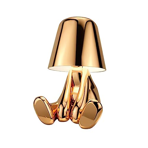 Nachttischlampe mit Touch Steuerung, Gold Man Dekorative Thinker Statue LED Schreibtischlampe, USB Aufladung 3 Helligkeitsstufen Dimmbare Tischlampe für Schlafzimmer Büro Wohnzimmer Dekoratio Geschenk von SUNJULY