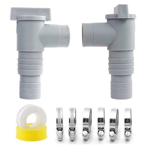 SUNJULY 2 Stück Absperrhahn für Pools mit 32mm Schlauchanschluss, Pool Schlauchadapter Absperrventil Absperrhahn, Schlauchverbinder 32mm mit 6 Schlauchklemmen für PVC Rohr 32mm Pool und Poolpumpe von SUNJULY