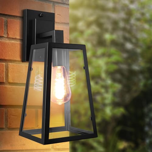 SUNJULY Außenwandleuchte Vintage, E27 Wandleuchte Außen mit Klarem Glasschirm, IP44 Wasserdichte Aluminium Aussenleuchte Außenlampe Wand für Garten Balkon Flur, Ohne Leuchtmittel (B) von SUNJULY