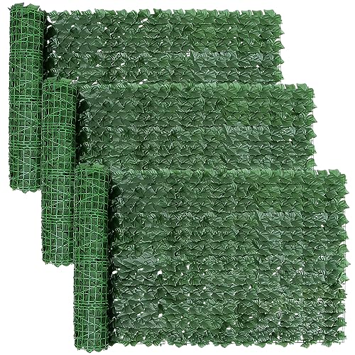 SUNJULY Künstliche Efeu Hecke Sichtschutz, 3 Stück 1m x 3m Balkon Sichtschutz Efeu, Efeu Künstlich, Efeu Sichtschutz Outdoor, Garten Sichtschutz, Rebenblatt Dekoration, UV-beständig für Gartenhecken von SUNJULY