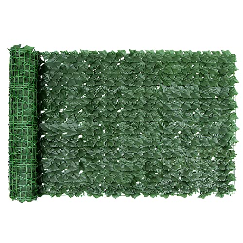 SUNJULY Künstlicher Efeu Sichtschutzzaun, 1 m x 3 m Erweiterbarer Künstlicher Heckenzaun und Künstlicher Efeu, Balkon Sichtschutz Efeu, Garten Sichtschutz Panel, Rankenblatt Dekoration, UV-beständig von SUNJULY