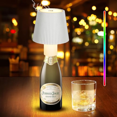 SUNJULY LED Flaschenlampe Dimmbare, Tragbare Wiederaufladbare LED Flaschenleuchte, Kabellos Touch Tischlampe, 3 Farben RGB 5 Modi AtmosphäRenlampe mit 5200mAh für Familie Restaurant Bar Innen Außen von SUNJULY