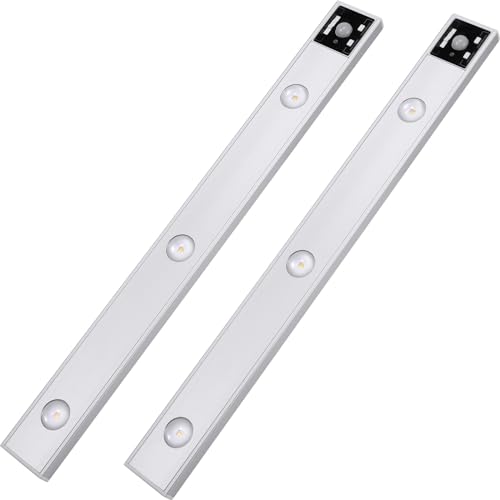 SUNJULY Unterbauleuchte Küche LED 40cm, 2 Stück Schrankbeleuchtung Mit Bewegungsmelder, 3 Farben Dimmbar 1200 mAh USB Wiederaufladbar Schrankbeleuchtung, für Treppen, Schlafzimmer, ‎Küche,Schrank von SUNJULY