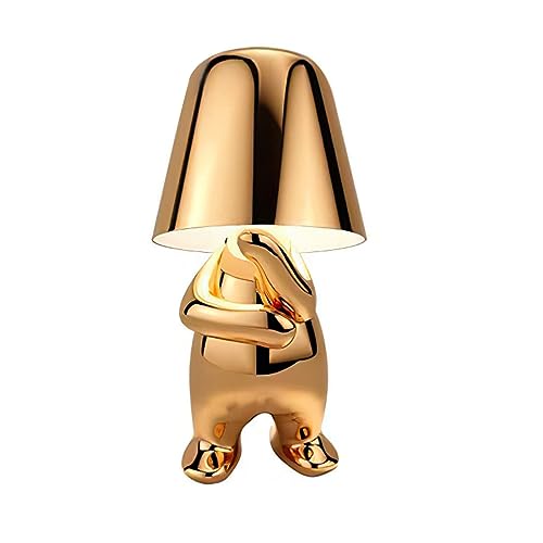 Tischlampe mit Touch Steuerung, Thinker Statue Gold Man Dekorative LED Schreibtischlampe, USB Charging 3 Helligkeitsstufen Dimmbare Nachttischlampe für Schlafzimmer Wohnzimmer Büro Dekoratio Geschenk von SUNJULY