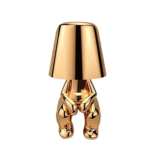 Tischlampe mit Touch Steuerung, Thinker Statue Gold Man Dekorative LED Schreibtischlampe, USB Charging 3 Helligkeitsstufen Dimmbare Nachttischlampe für Schlafzimmer Wohnzimmer Büro Dekoratio Geschenk von SUNJULY